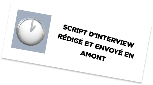Script d'interview rédigé et envoyé en amont